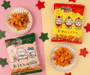 「ちいかわ」作品内の“巨大なオムライス”と”巨大なうどん”が幅広麺のベビースターになって登場！