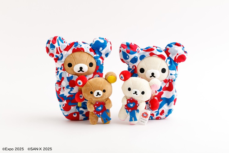 大阪・関西万博公式キャラクター「ミャクミャク」とリラックマがコラボ!全4種のぬいぐるみが発売