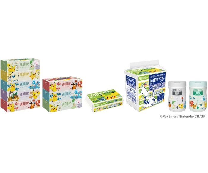 ポケモンデザインの「スコッティ」ティシュー、ペーパーふきん、ウェットティシューが発売!