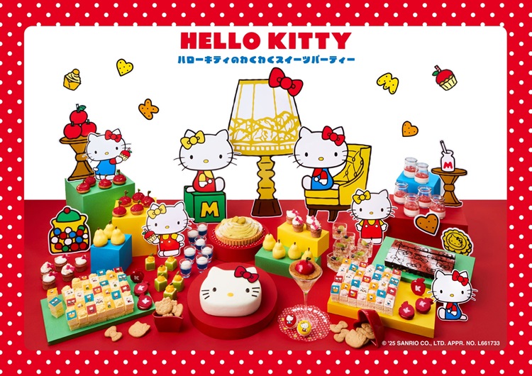 ハローキティと双子の妹ミミィが主役!70年代風のスイーツビュッフェが京都センチュリーホテルで開催