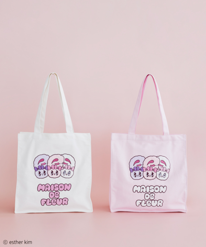 Esther Bunny スクエアトートバッグ<br>カラー：Ivory/Pink<br>価格：￥6,600