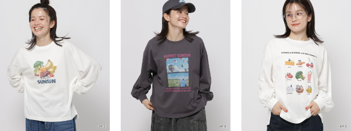ロンT<br>価格：5,500円（税込）<br>カラー展開：フルーツ / バルーン / 9フード<br>サイズ：Free