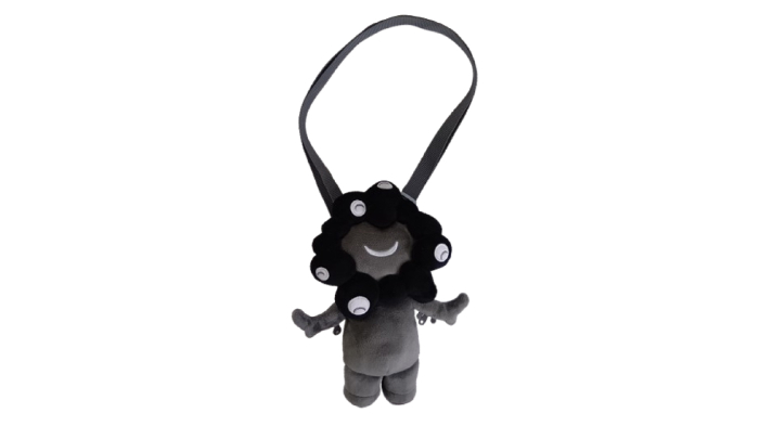 EXPO2025 ミャクミャク 全身ぬいぐるみポーチ 黒（W:20cm H:27cm D:10cm 重量110g／￥5,400＋税）