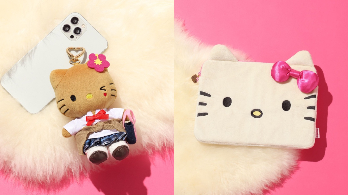 「tiny tiny」×ハローキティ<br>左から<br>【ハローキティ】ぬいぐるみチャーム　全3種<br>価格：2,990円（税込）<br>【ハローキティ】ぬいぐるみチャーム　全3種<br>価格：3,990円（税込）