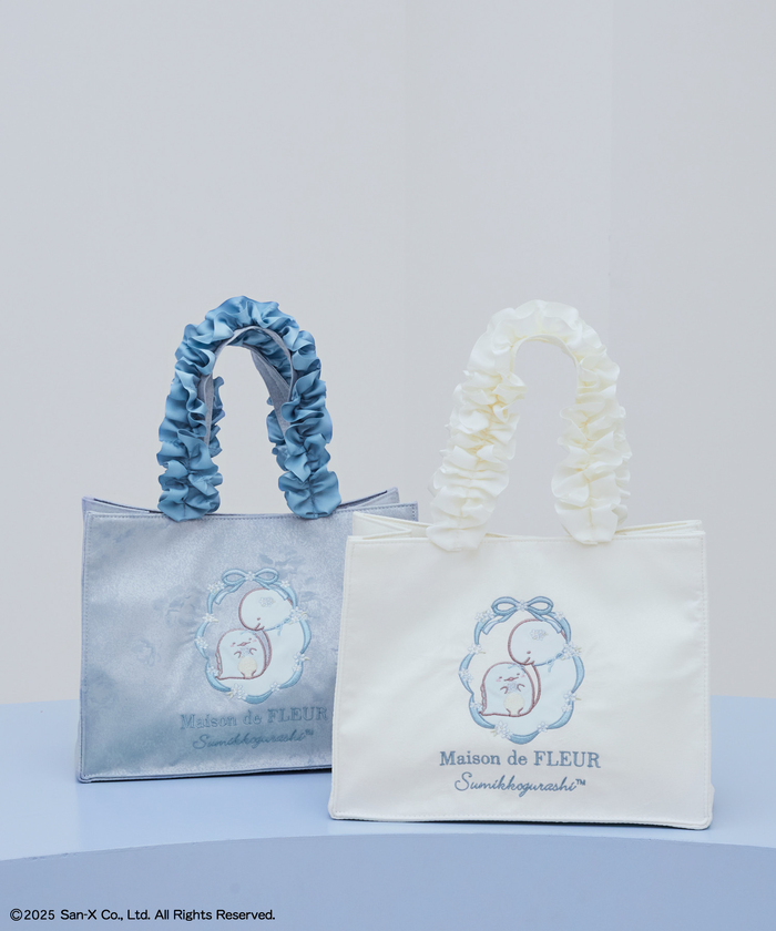 すみっコぐらし　とかげスクエアトートバッグ（カラー：Ivory/Blue）価格：各7,300円