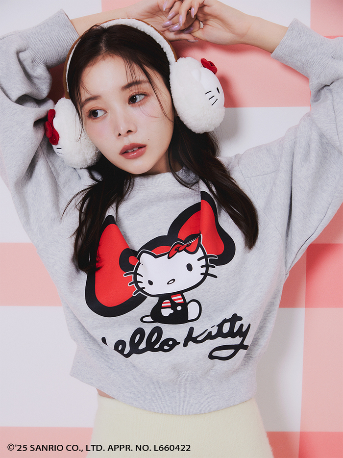【HELLO KITTY】スウェットプルオーバー<br>カラー：GRY, BLK, BUR<br>サイズ：F<Br>価格：￥12,980