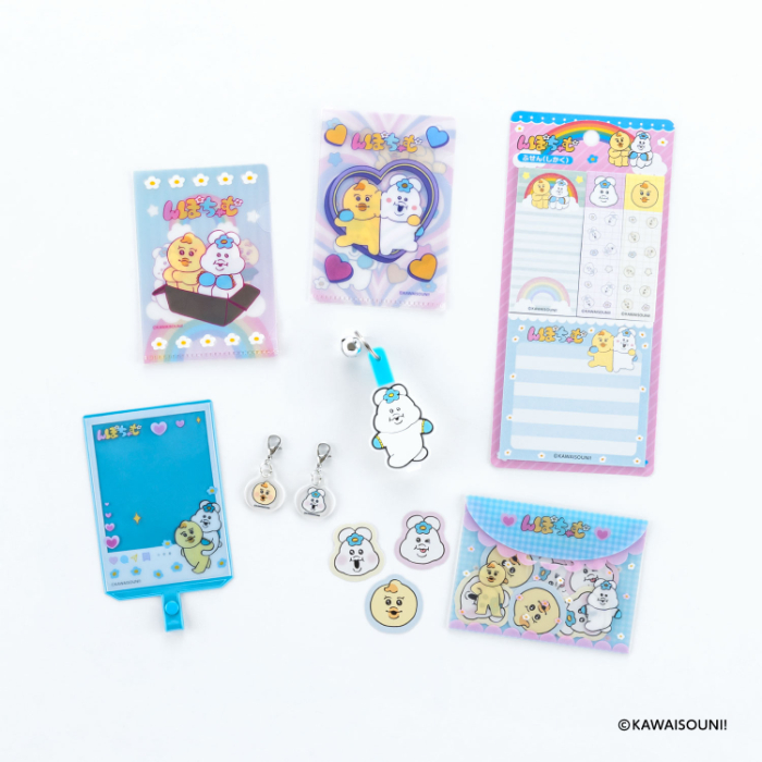 んぽちゃむ ミニクリアフォルダー2P(全1種)<br>JAN：4513750177305<br>価格：110円(税込)<br>んぽちゃむ フォンタブポケット(全1種)<br>JAN：4513750177398<br>価格：110円(税込)<br>んぽちゃむ プチチャーム2P(全1種)<br>JAN：4513750177329<br>価格：110円(税込)<br>んぽちゃむ 自転車キーホルダー(全1種)<br>JAN：4513750177282<br>価格：110円(税込)<br>んぽちゃむ フレークシール＆ケースセット(全1種)<br>JAN：4513750177374<br>価格：110円(税込)<br>んぽちゃむ ふせん（しかく）(全1種)<br>JAN：4513750177312<br>価格：110円(税込)