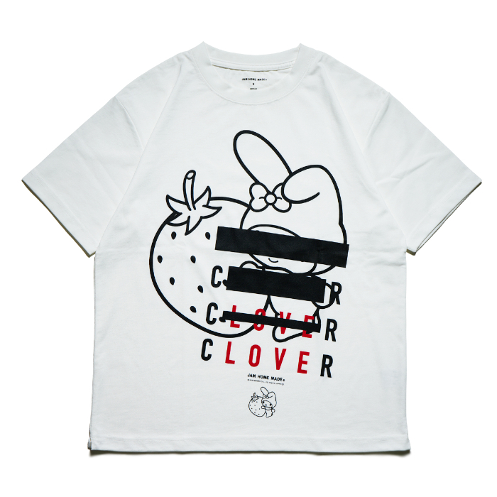 MY MELODY(マイメロディ)× JAM HOME MADE CLOVER Tシャツ<br>【サイズ】S,M,L,XL<br>【カラー】ホワイト、ブラック<br>【素材】コットン、ポリエステル<br>【価格】8,800 円(税込）