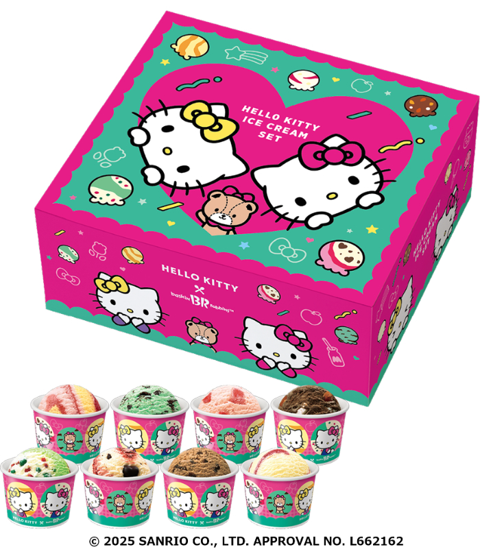 ハローキティ アイスクリームセット<br>価格：スモール 2,990円 ／ レギュラー 3,550円