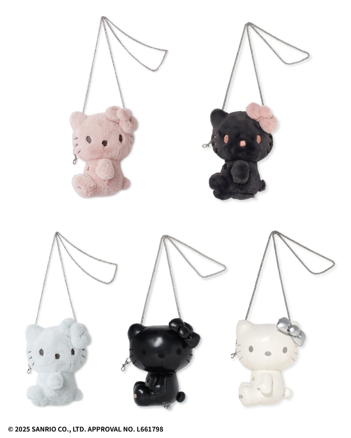 HELLO KITTYぬいぐるみショルダー<br>価格：￥18,700<br>カラー：PNK,CGRY,SAX,BLK,WHT(オンライン・ルミネ新宿2店・ルミネ横浜店限定カラー）