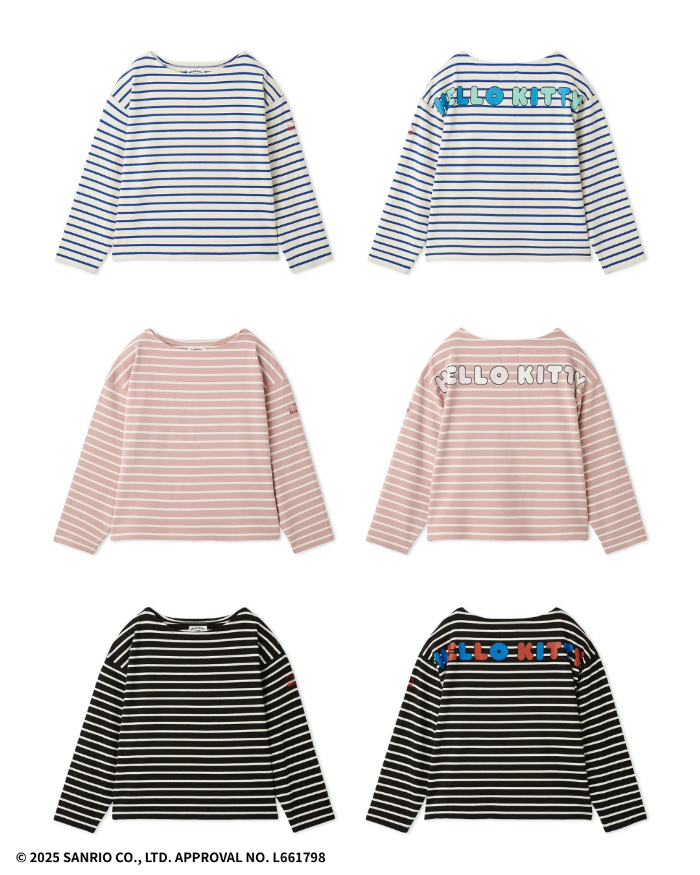 HELLO KITTYボーダーカットソー<br>価格：￥14,300<br>カラー：WHT,PNK,BLK<br>サイズ：F