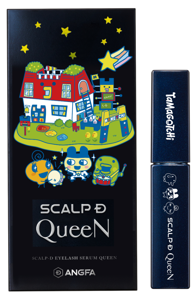 スカルプD　アイラッシュセラム クイーン　たまごっちデザイン<br>販売名：ＳＤアイラッシュセラムクイーン　[数量限定]たまごっちVer. <br>価格： 8,000円（税抜）／8,800円（税込）<br>内容量：4.5mL<br>販路：WEB（アンファーストア/楽天市場/Amazon/Yahoo!ショッピング)