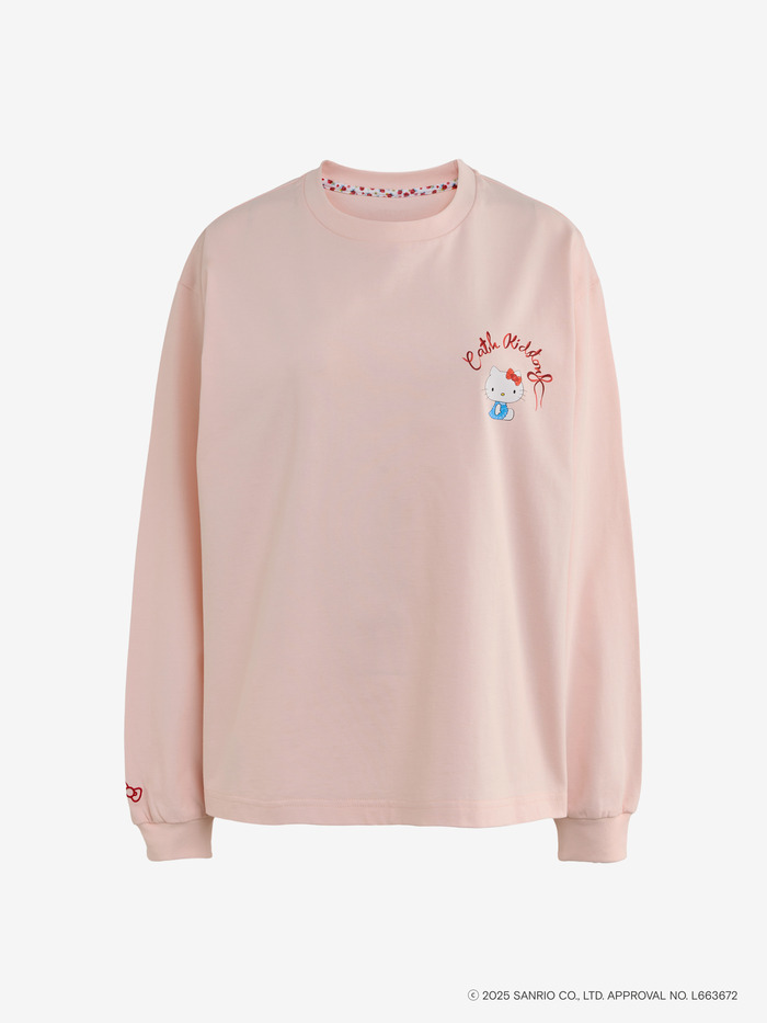 Cath Kidston × Hello Kitty ロングスリーブシャツ ホワイト/ ピンク 各7,700円（税込）