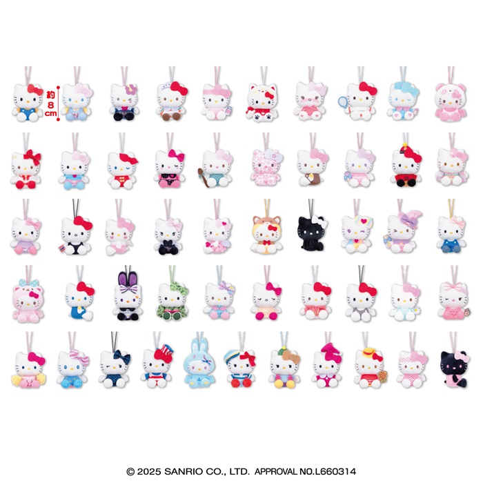 ハローキティ　50＋１マスコット　全51種<br>サイズ:たて約８cm×よこ約6.5cm×奥行約５cm