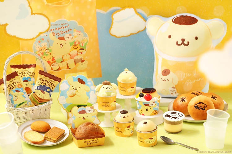 「ポムポムプリン」×「パステル」コラボ再登場！プリンや新作スイーツ、もちもちぬいぐるみを発売
